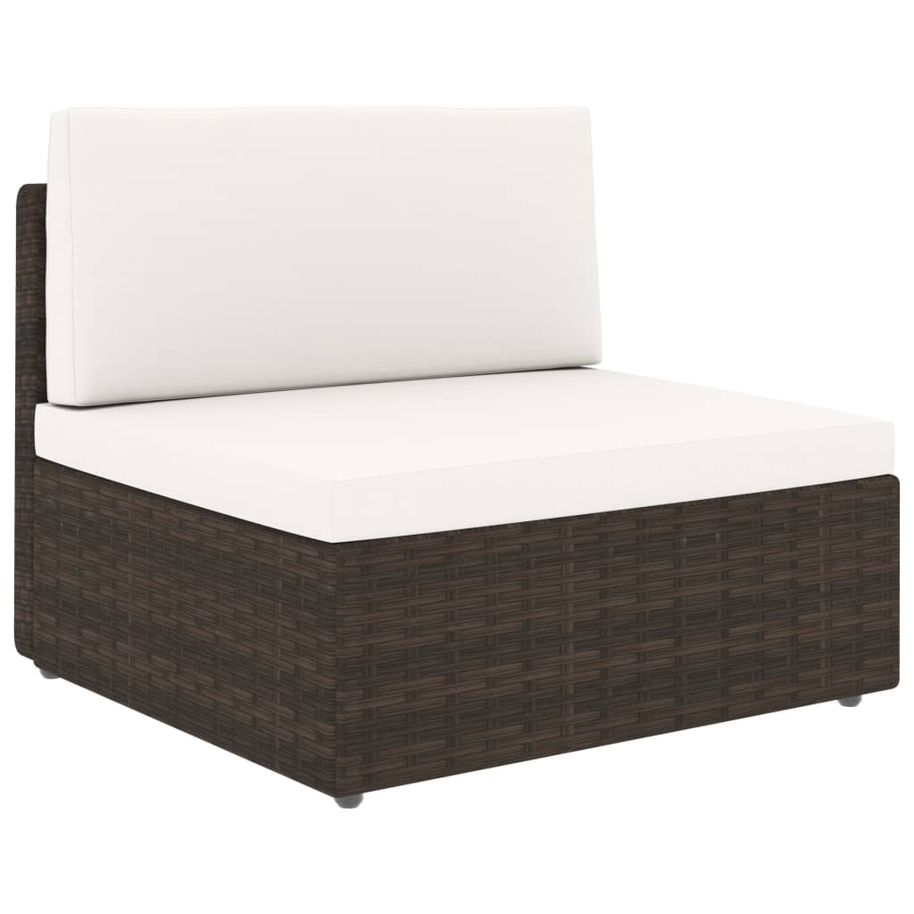 Set Divani da Giardino 5 pz con Cuscini in Polyrattan Marrone | homemem39