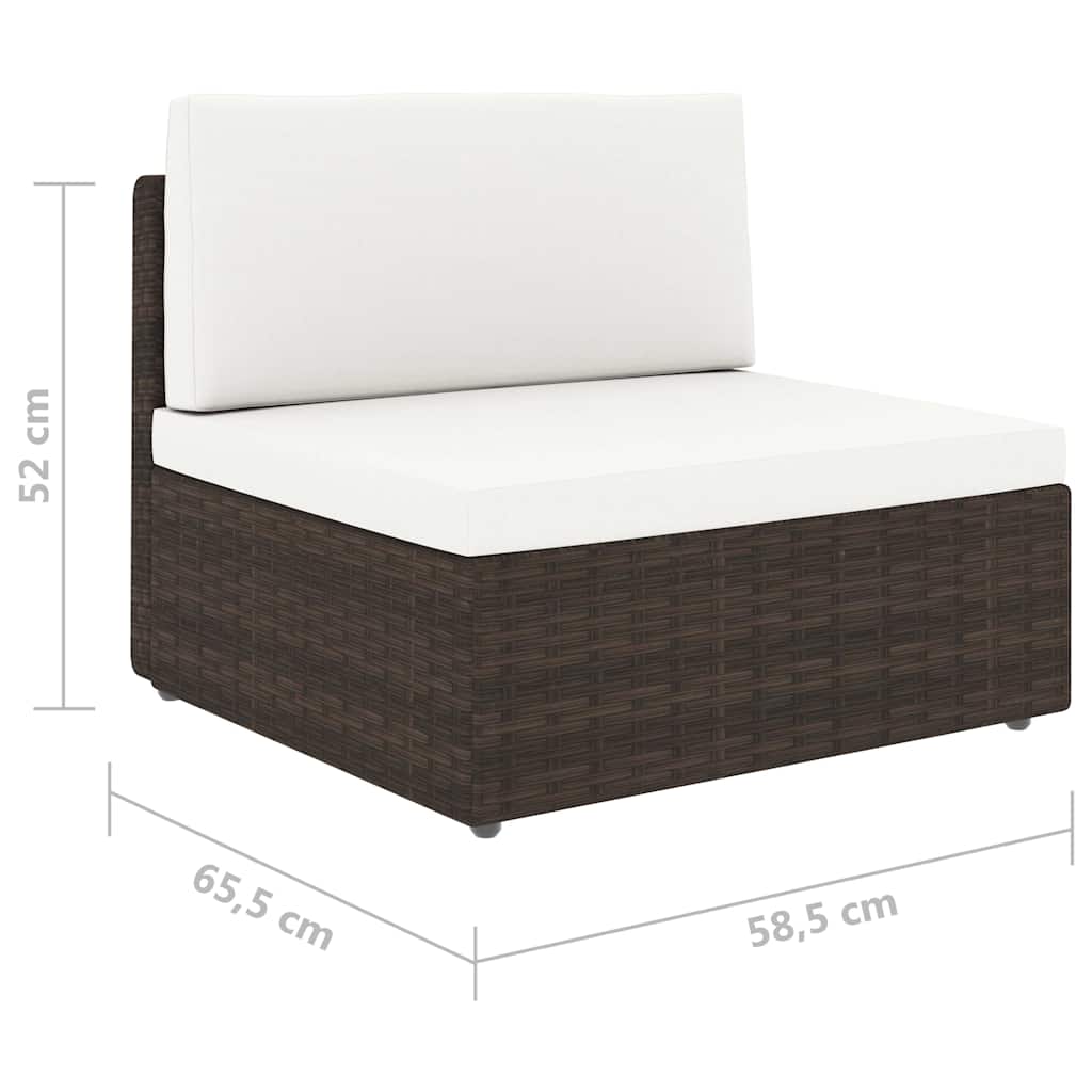 Set Divani da Giardino 5 pz con Cuscini in Polyrattan Marrone