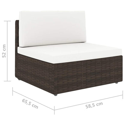 Set Divani da Giardino 5 pz con Cuscini in Polyrattan Marrone