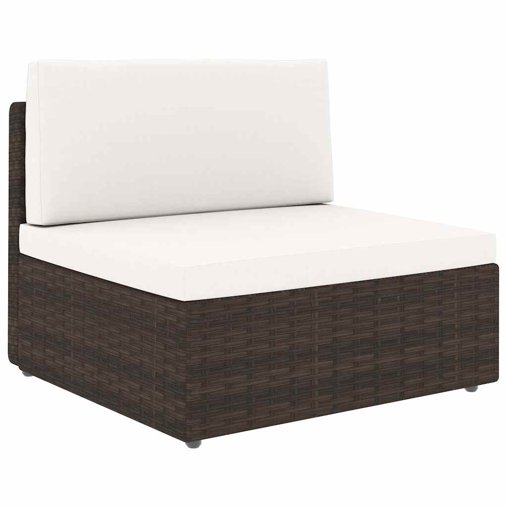 Set Divani da Giardino 5 pz con Cuscini in Polyrattan Marrone
