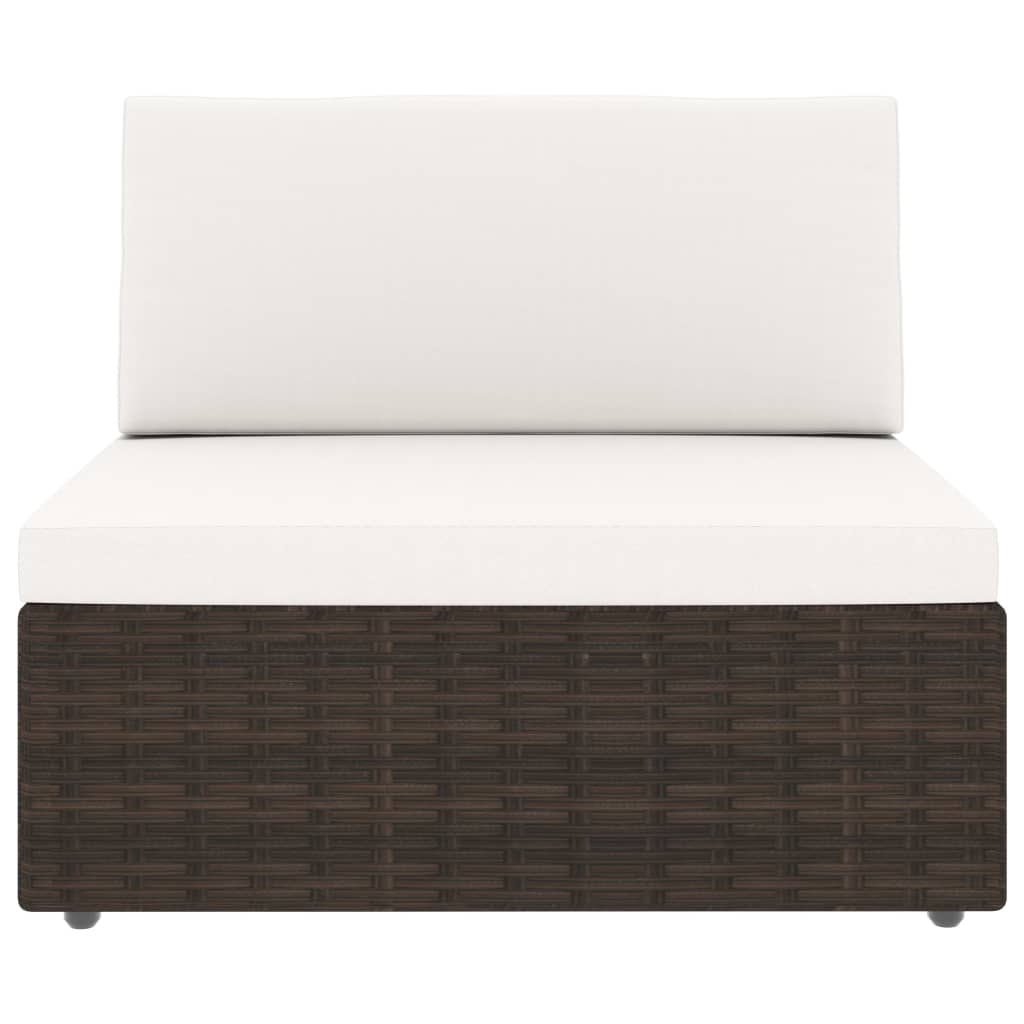 Set Divani da Giardino 5 pz con Cuscini in Polyrattan Marrone | homemem39