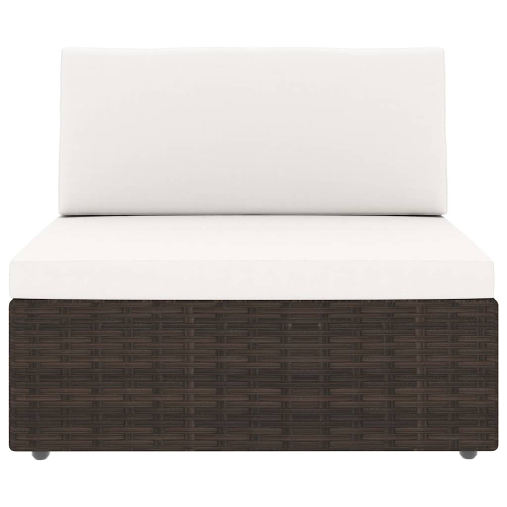 Set Divani da Giardino 5 pz con Cuscini in Polyrattan Marrone