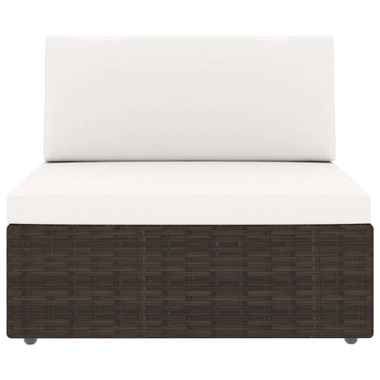 Set Divani da Giardino 5 pz con Cuscini in Polyrattan Marrone