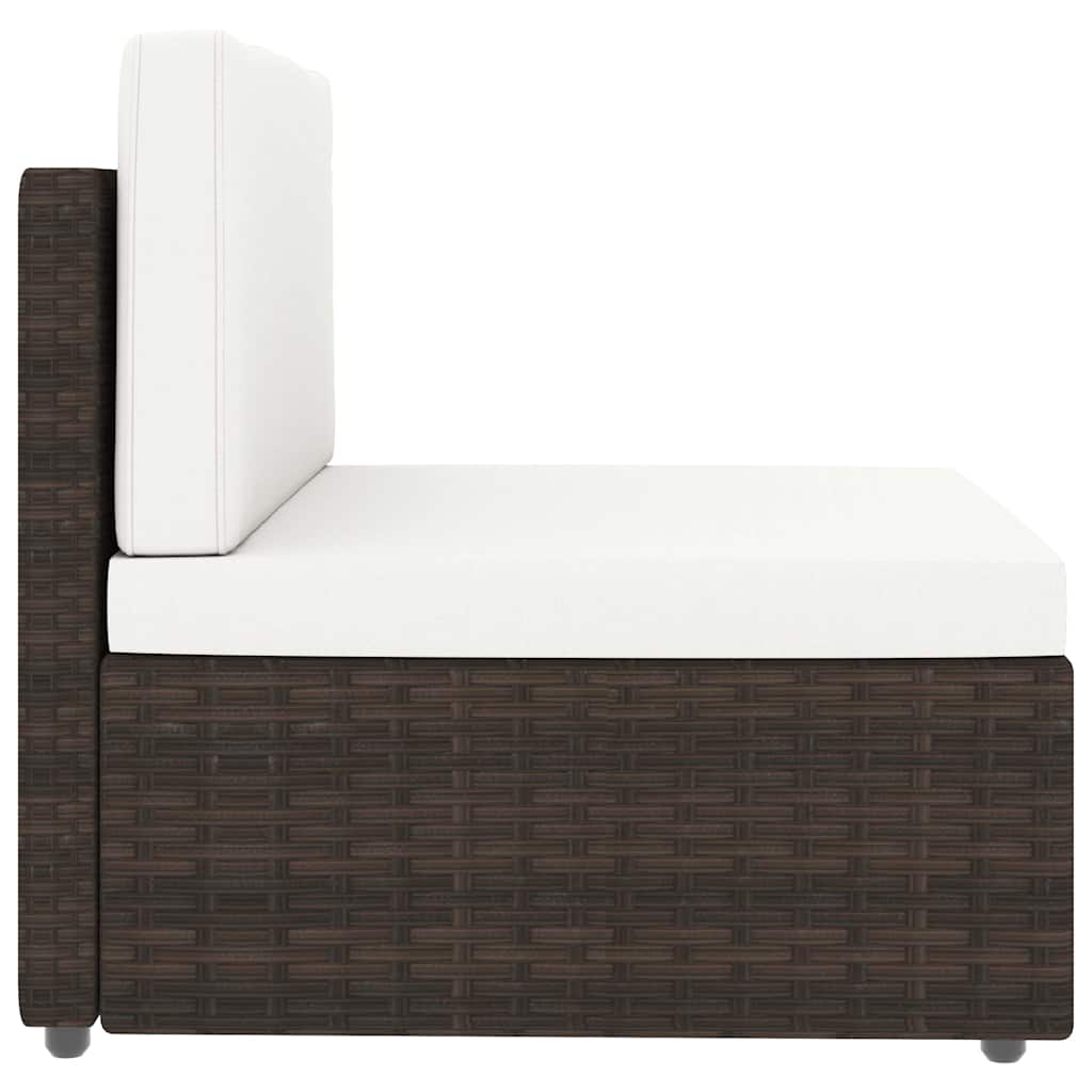 Set Divani da Giardino 5 pz con Cuscini in Polyrattan Marrone