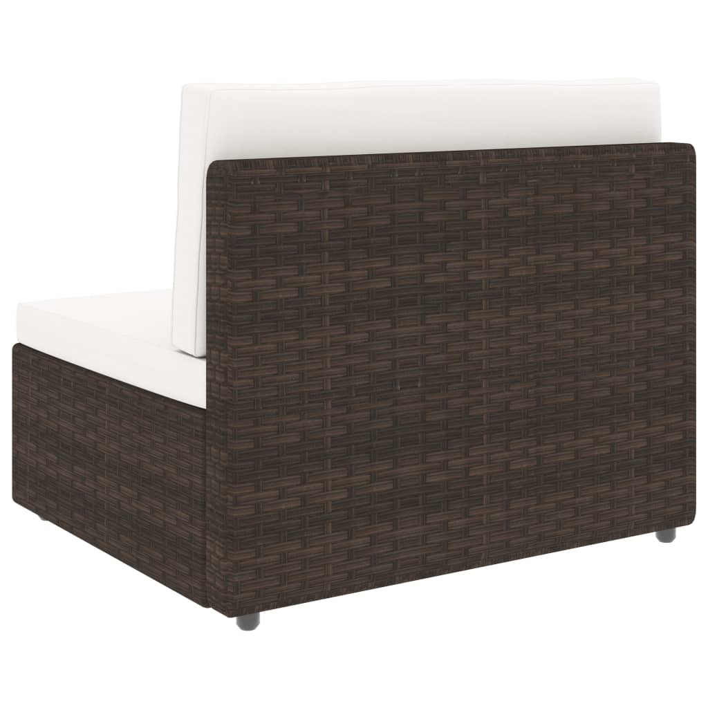 Set Divani da Giardino 5 pz con Cuscini in Polyrattan Marrone | homemem39