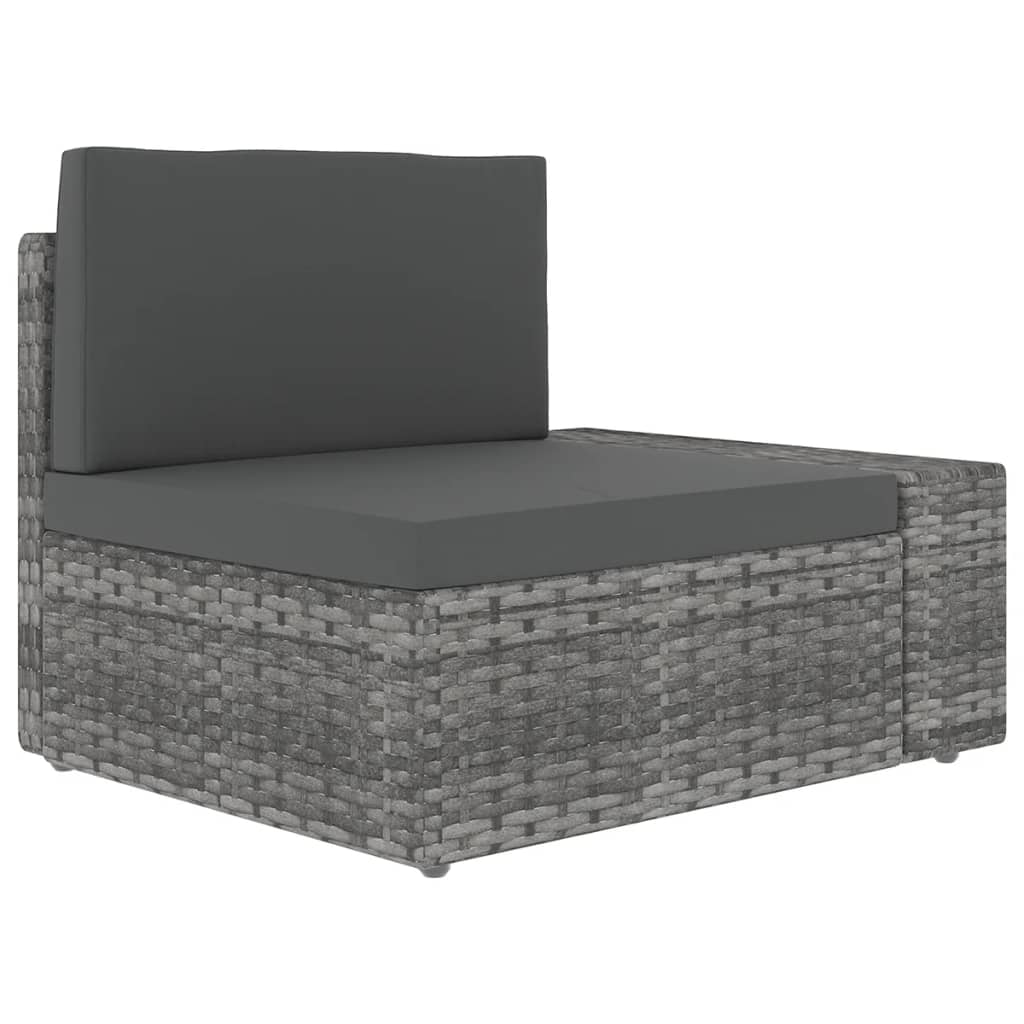 Set Divani da Giardino 5 pz con Cuscini in Polyrattan Grigio | homemem39