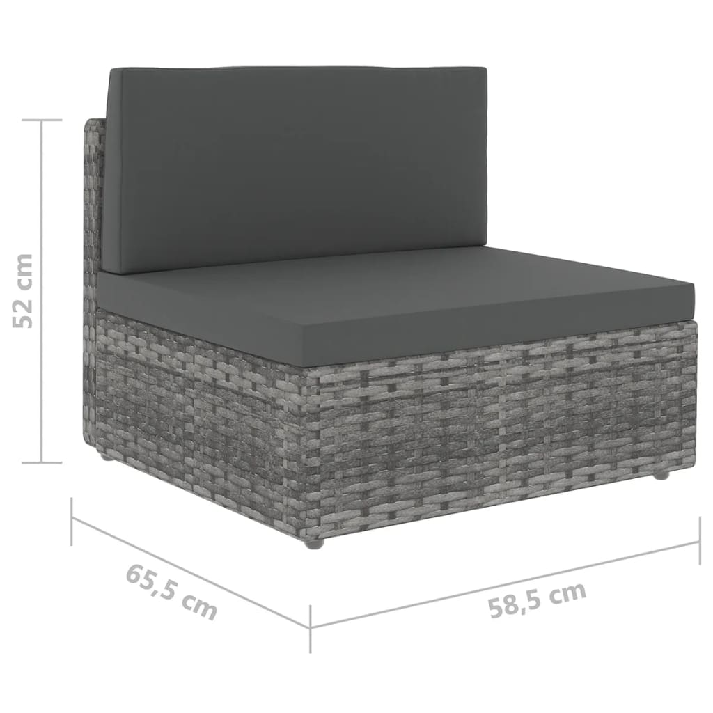 Set Divani da Giardino 5 pz con Cuscini in Polyrattan Grigio | homemem39