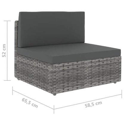 Set Divani da Giardino 5 pz con Cuscini in Polyrattan Grigio | homemem39