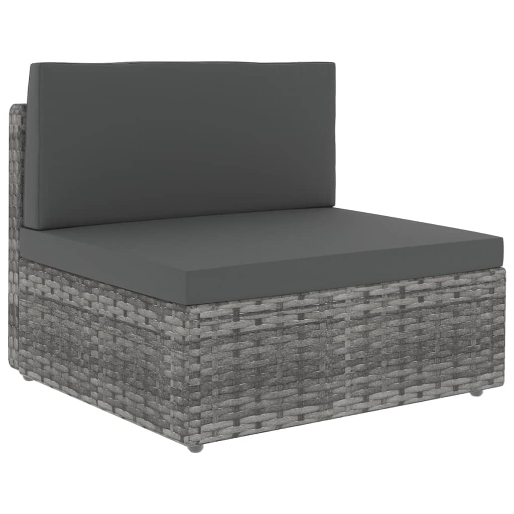 Set Divani da Giardino 8 pz con Cuscini in Polyrattan Grigio | homemem39