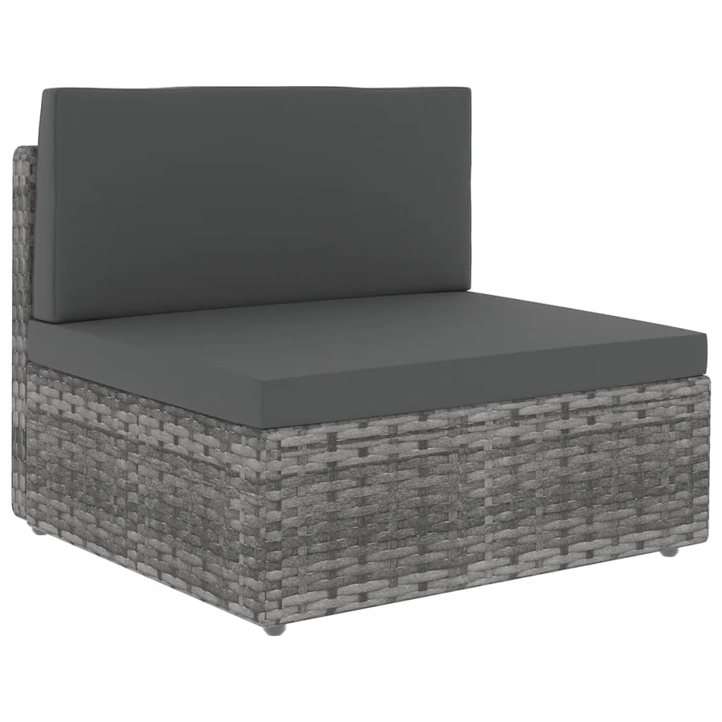 Set Divani da Giardino 7 pz con Cuscini in Polyrattan Grigio | homemem39