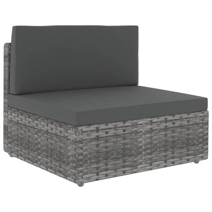 Set Divani da Giardino 7 pz con Cuscini in Polyrattan Grigio | homemem39