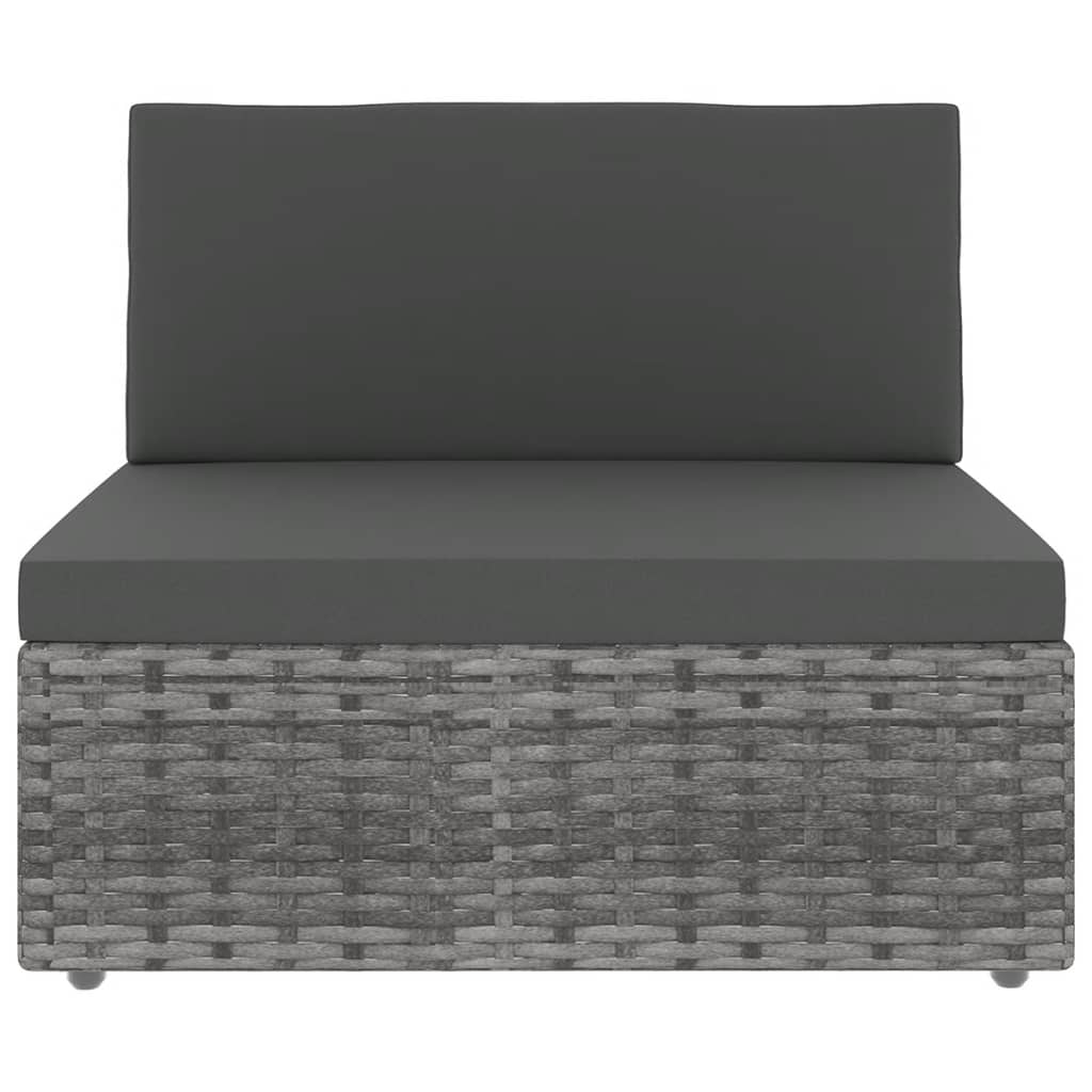 Set Divani da Giardino 7 pz con Cuscini in Polyrattan Grigio | homemem39