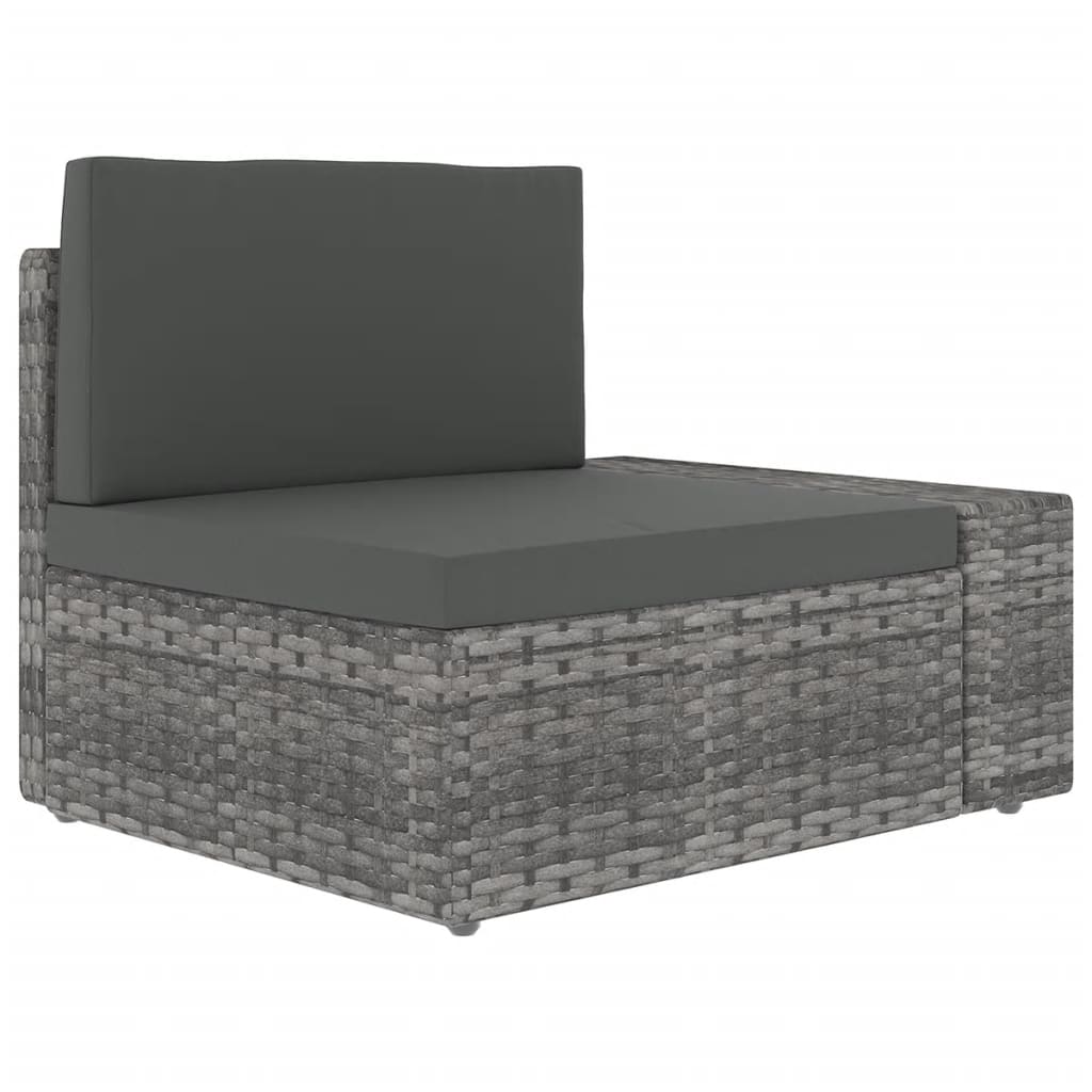 Set Divani da Giardino 7 pz con Cuscini in Polyrattan Grigio | homemem39