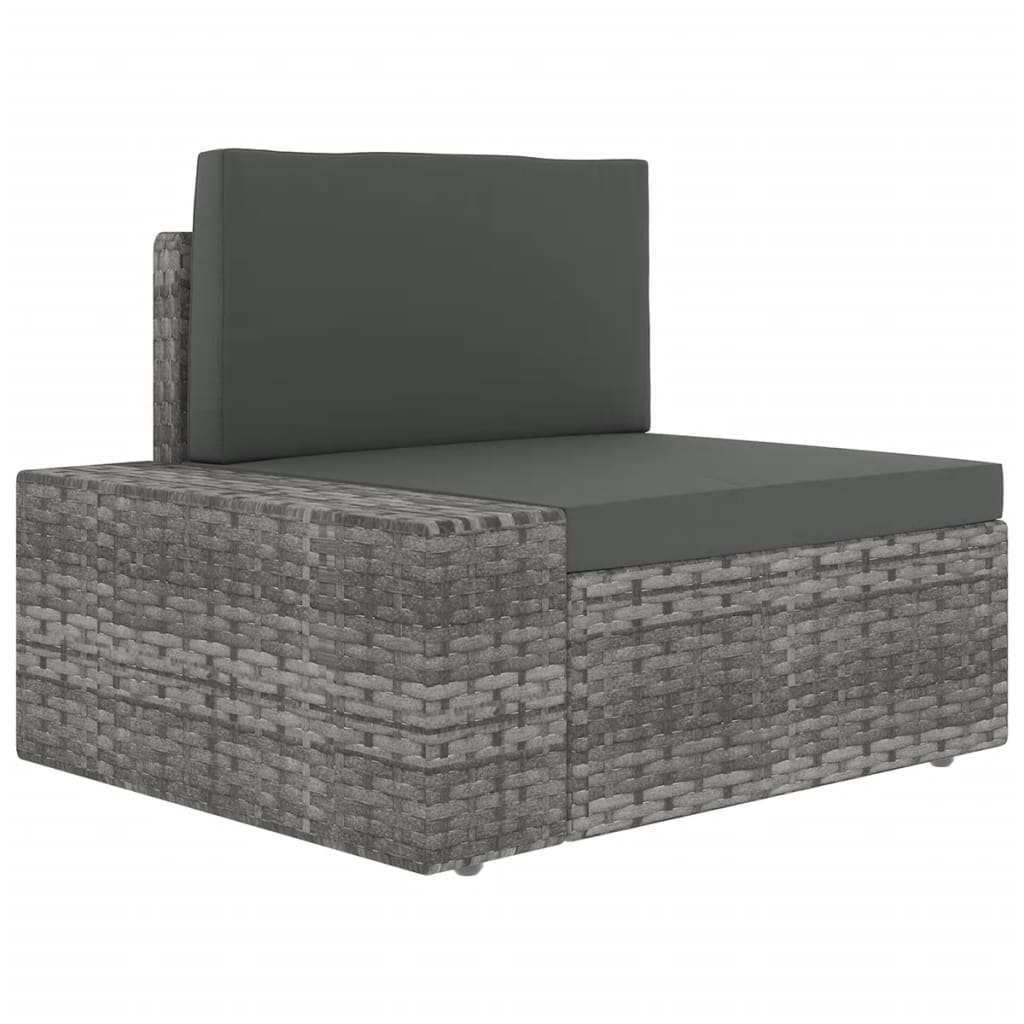 Set Divani da Giardino 7 pz con Cuscini in Polyrattan Grigio | homemem39