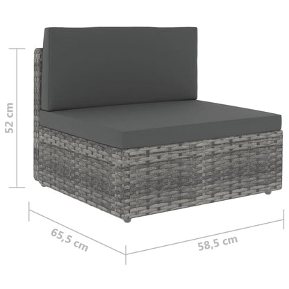 Set Divani da Giardino 7 pz con Cuscini in Polyrattan Grigio | homemem39