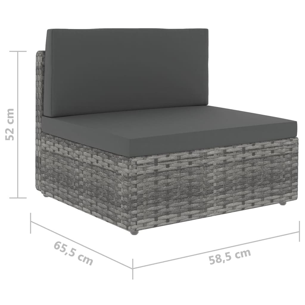 Set Divani da Giardino 5 pz con Cuscini in Polyrattan Grigio | homemem39