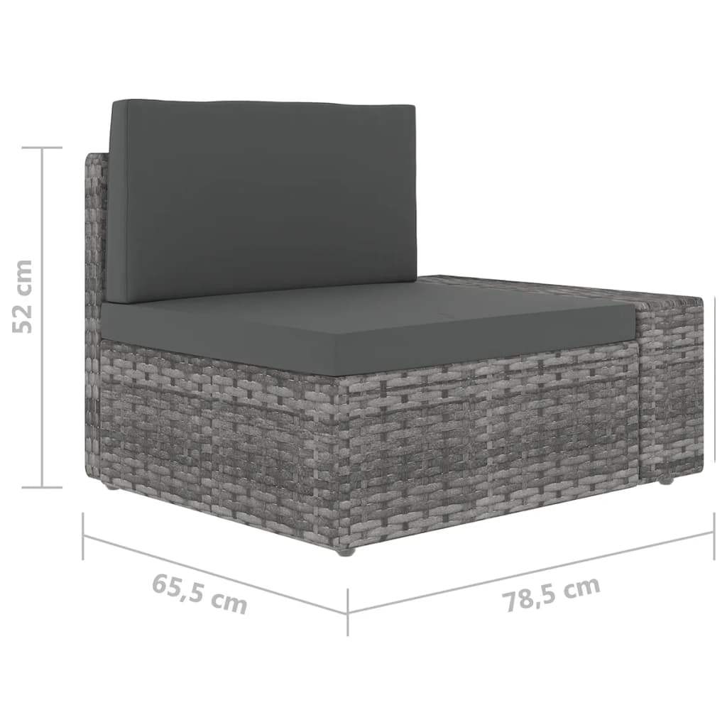 Set Divani da Giardino 5 pz con Cuscini in Polyrattan Grigio | homemem39