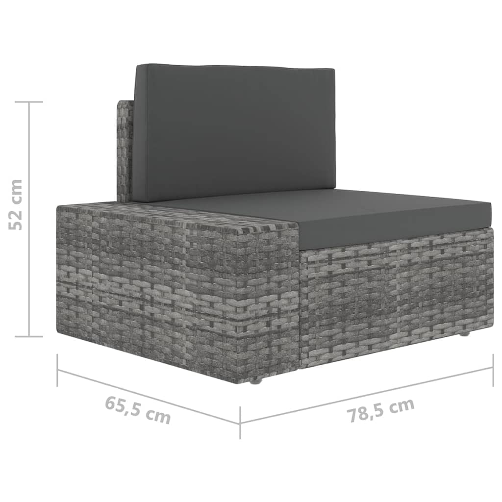 Set Divani da Giardino 5 pz con Cuscini in Polyrattan Grigio | homemem39