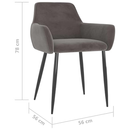Sedie da Pranzo 4 pz Grigio Scuro in Velluto