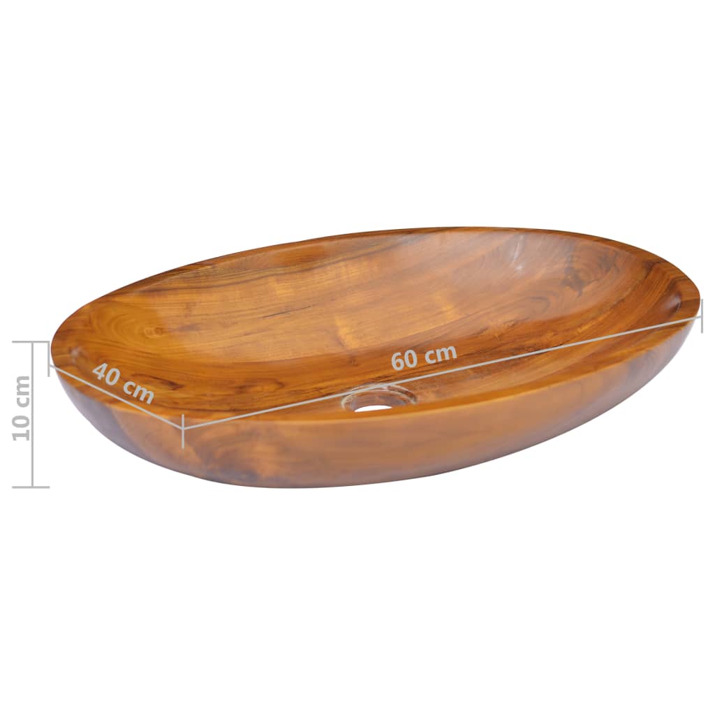 Lavabo in Legno Massello di Teak 60x40x10 cm