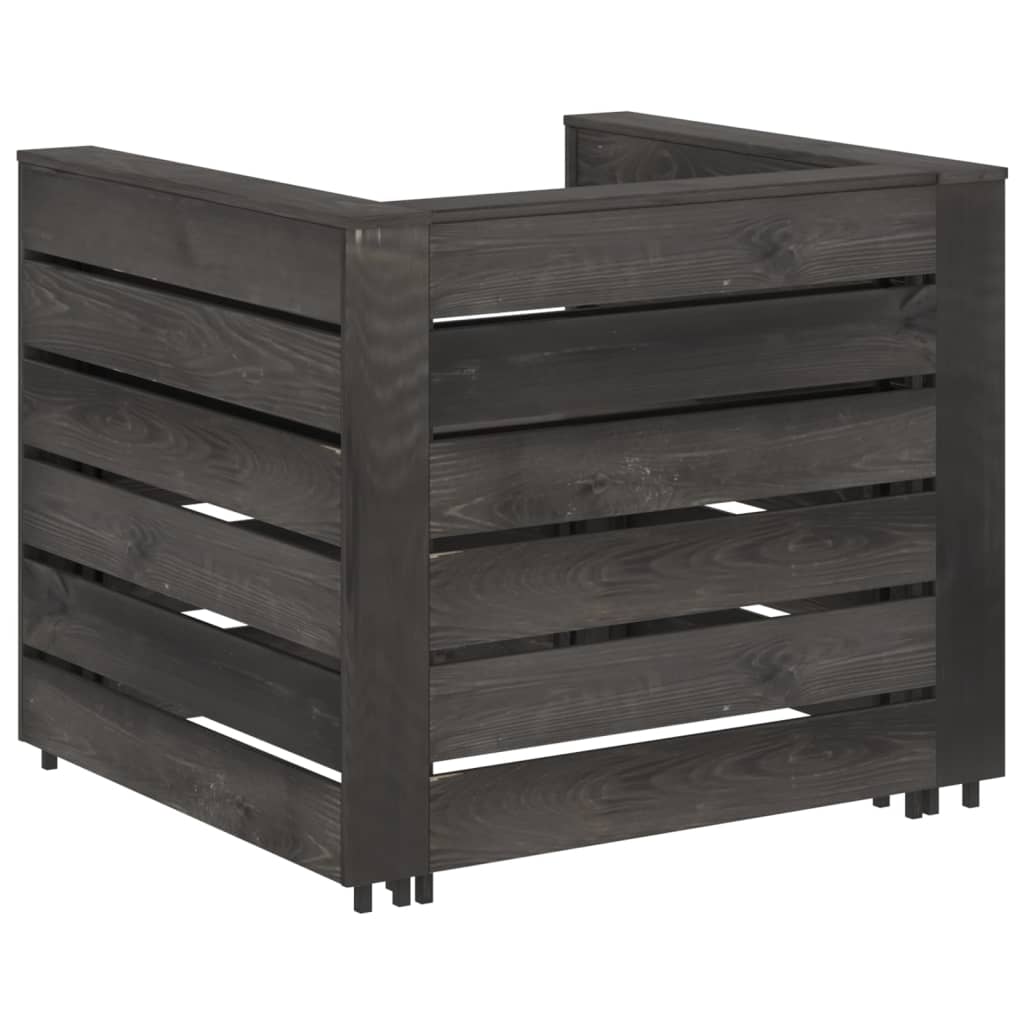 Set Divani da Giardino su Pallet 2 pz in Pino Impregnato Grigio