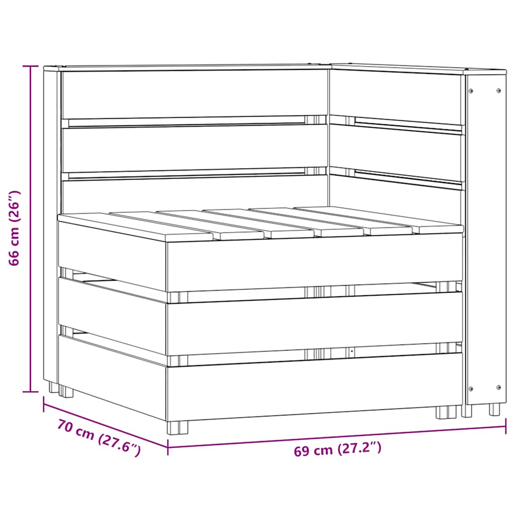 Divano Angolare da Giardino su Pallet Legno di Pino Impregnato - homemem39