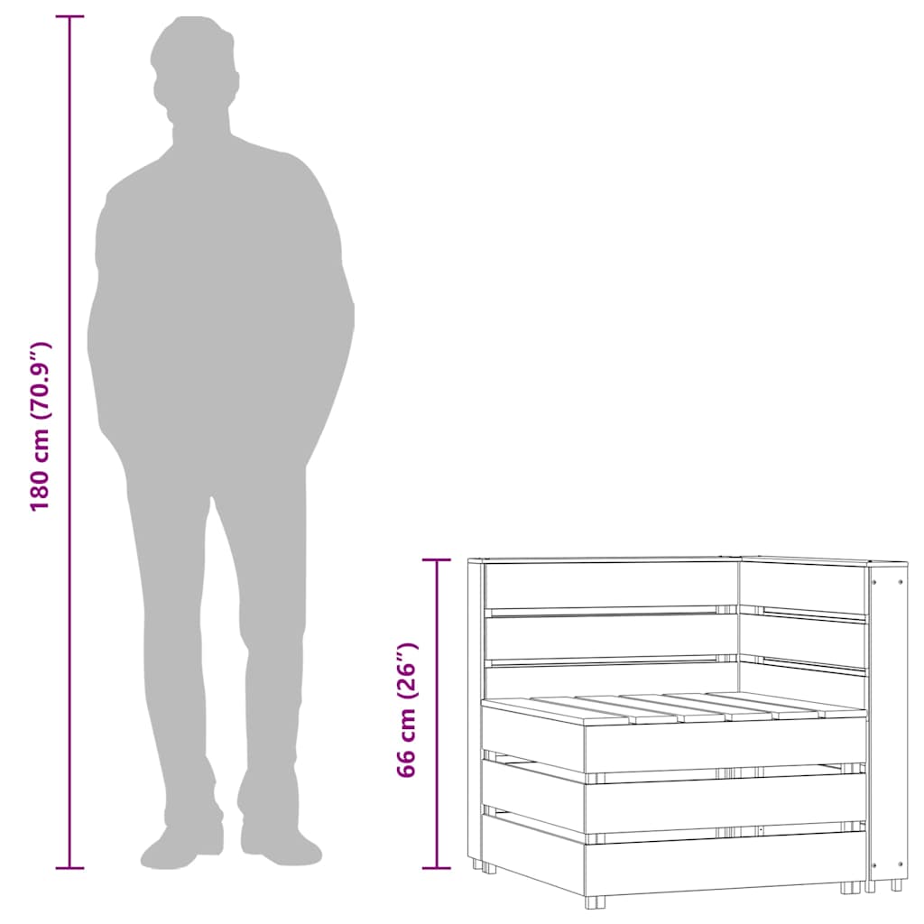 Divano Angolare da Giardino su Pallet Legno di Pino Impregnato - homemem39