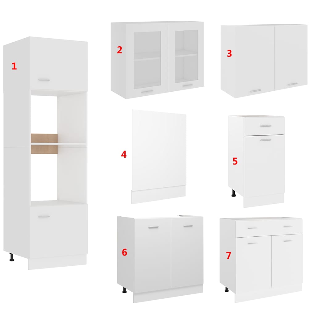 Set Armadi da Cucina 7 pz Lyon Bianco in Truciolato | homemem39
