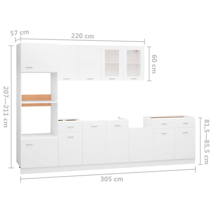 Set Armadi da Cucina 7 pz Lyon Bianco in Truciolato