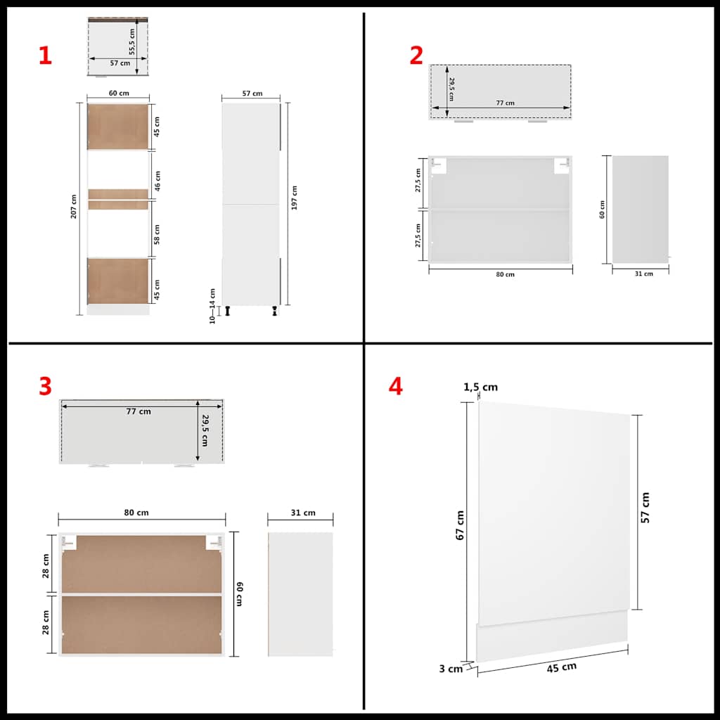 Set Armadi da Cucina 7 pz Lyon Bianco in Truciolato | homemem39