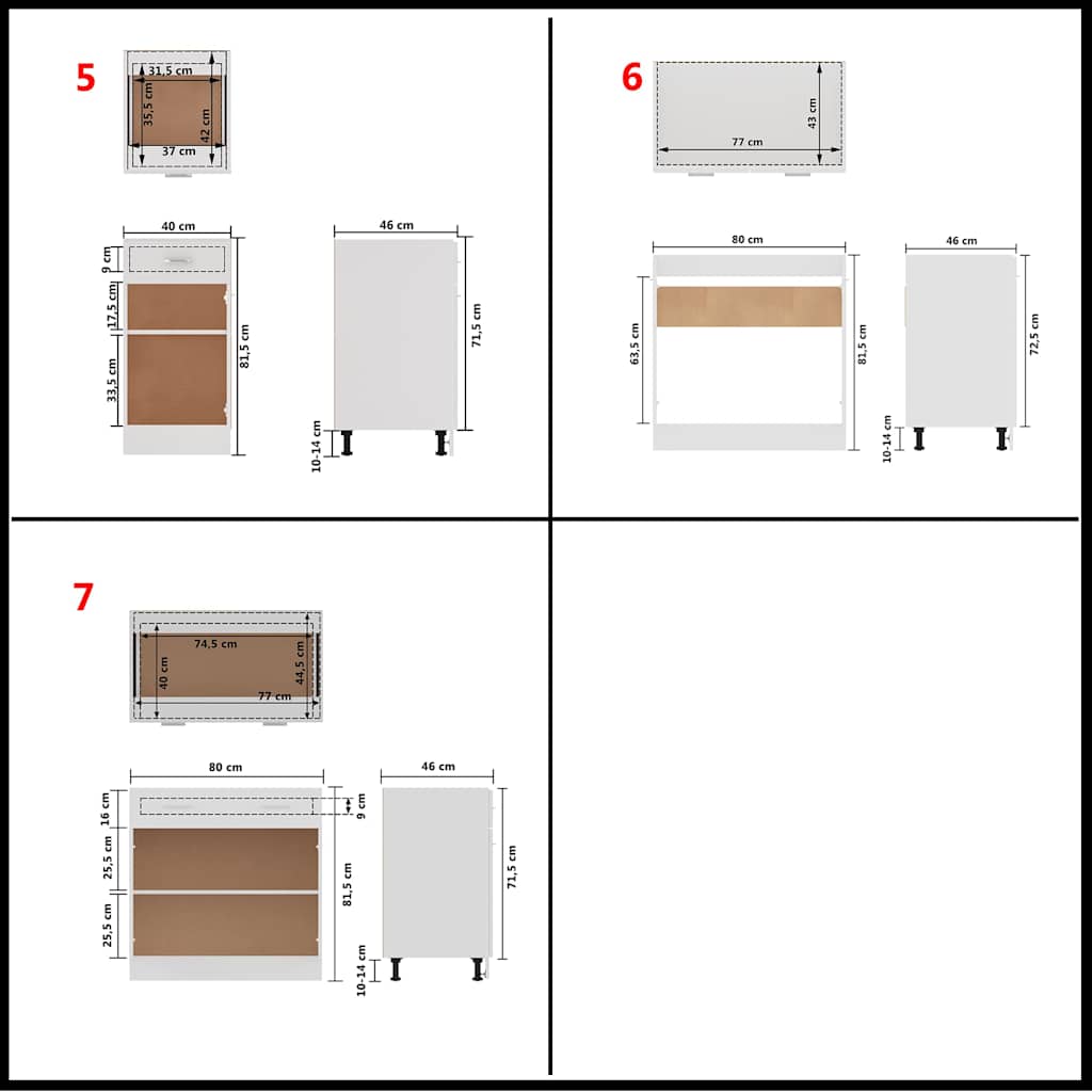 Set Armadi da Cucina 7 pz Lyon Bianco in Truciolato