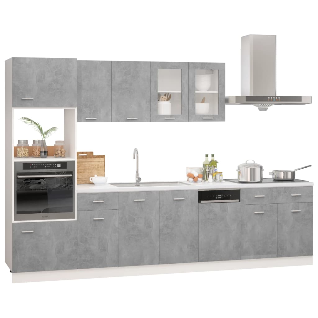 Set Armadi da Cucina 7 pz Grigio Cemento in Truciolato