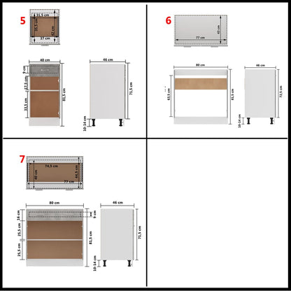 Set Armadi da Cucina 7 pz Grigio Cemento in Truciolato