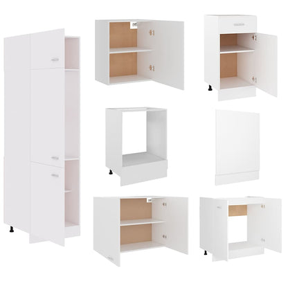Set Armadi da Cucina 7 pz Lyon Bianco in Truciolato