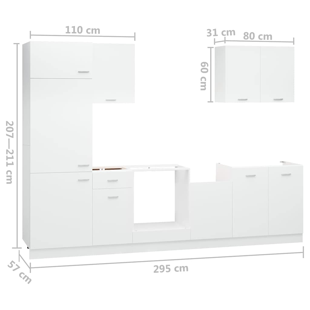 Set Armadi da Cucina 7 pz Lyon Bianco in Truciolato