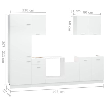 Set Armadi da Cucina 7 pz Lyon Bianco in Truciolato