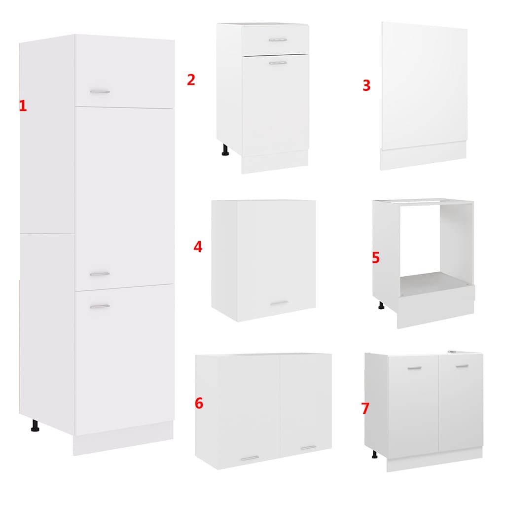 Set Armadi da Cucina 7 pz Lyon Bianco in Truciolato