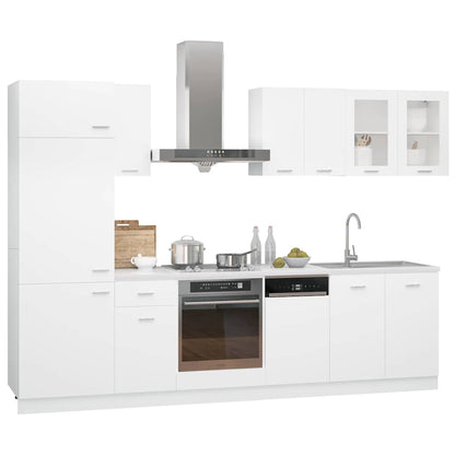 Set Armadi da Cucina 8 pz Lyon Bianco in Truciolato