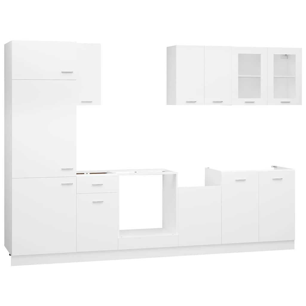 Set Armadi da Cucina 8 pz Lyon Bianco in Truciolato