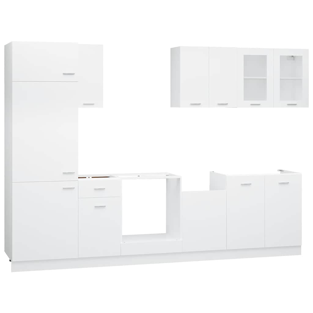 Set Armadi da Cucina 8 pz Lyon Bianco in Truciolato