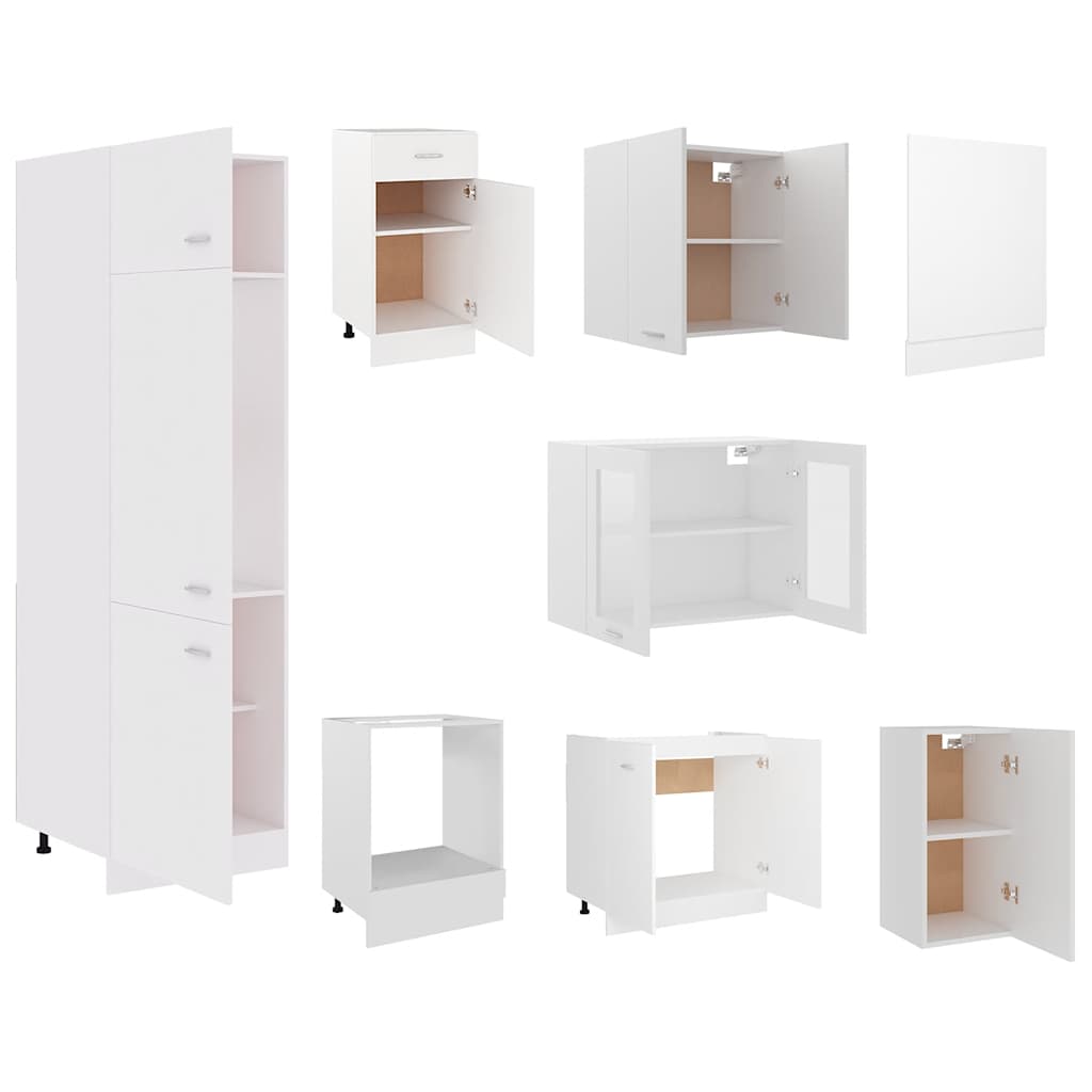 Set Armadi da Cucina 8 pz Lyon Bianco in Truciolato
