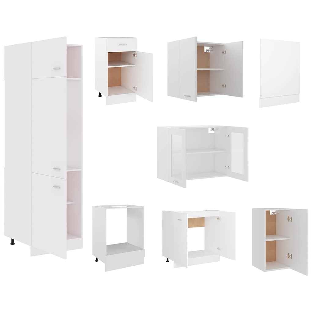 Set Armadi da Cucina 8 pz Lyon Bianco in Truciolato