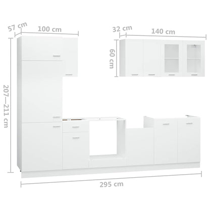 Set Armadi da Cucina 8 pz Lyon Bianco in Truciolato