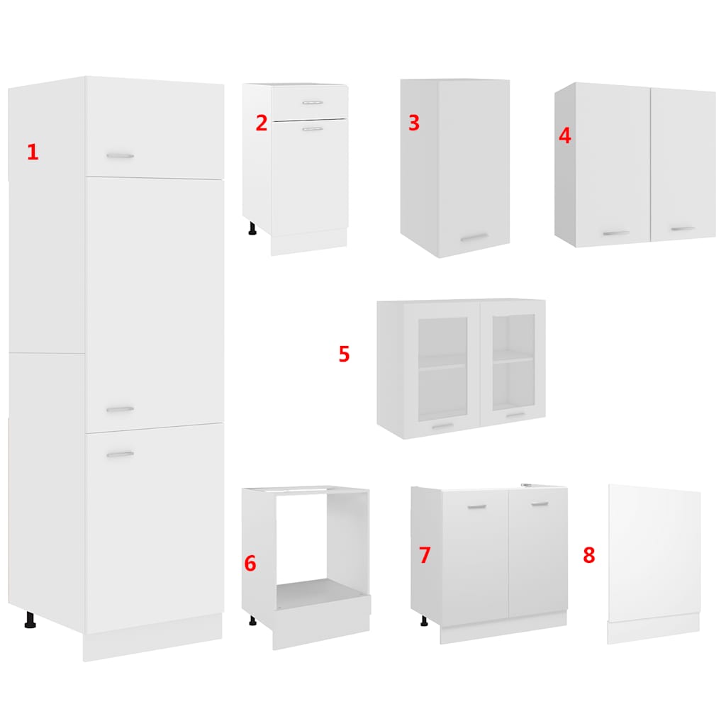 Set Armadi da Cucina 8 pz Lyon Bianco in Truciolato
