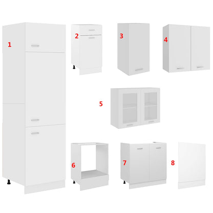 Set Armadi da Cucina 8 pz Lyon Bianco in Truciolato