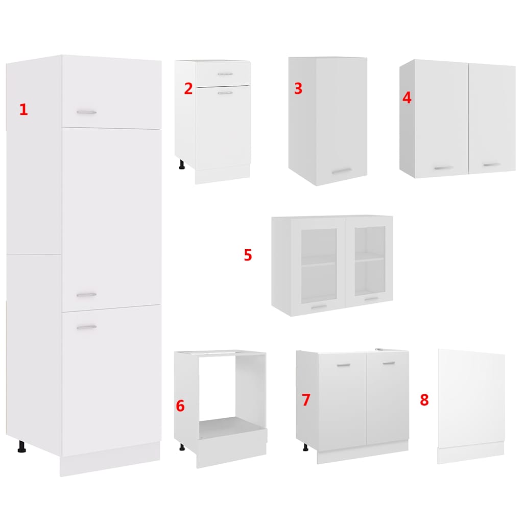 Set Armadi da Cucina 8 pz Lyon Bianco in Truciolato
