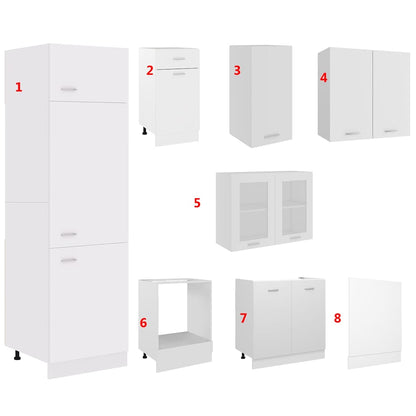 Set Armadi da Cucina 8 pz Lyon Bianco in Truciolato