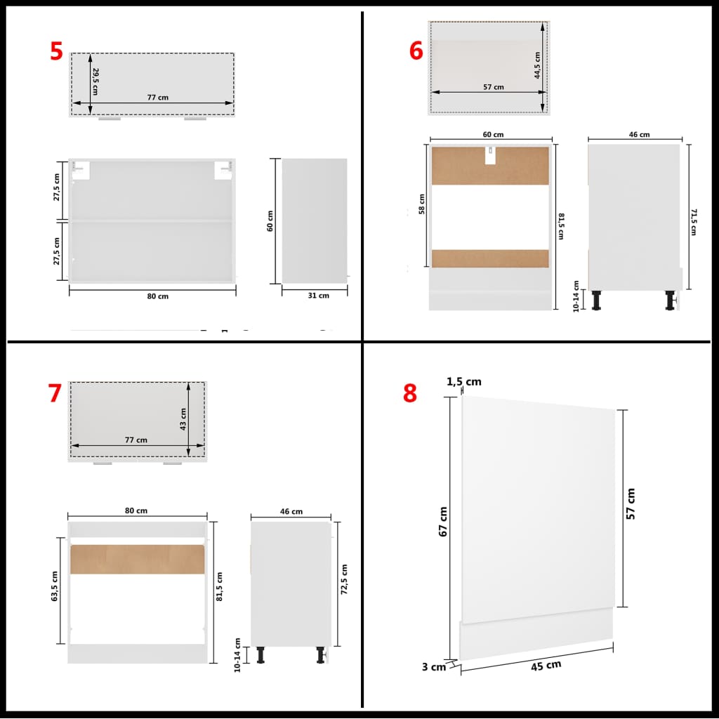 Set Armadi da Cucina 8 pz Bianco in Truciolato