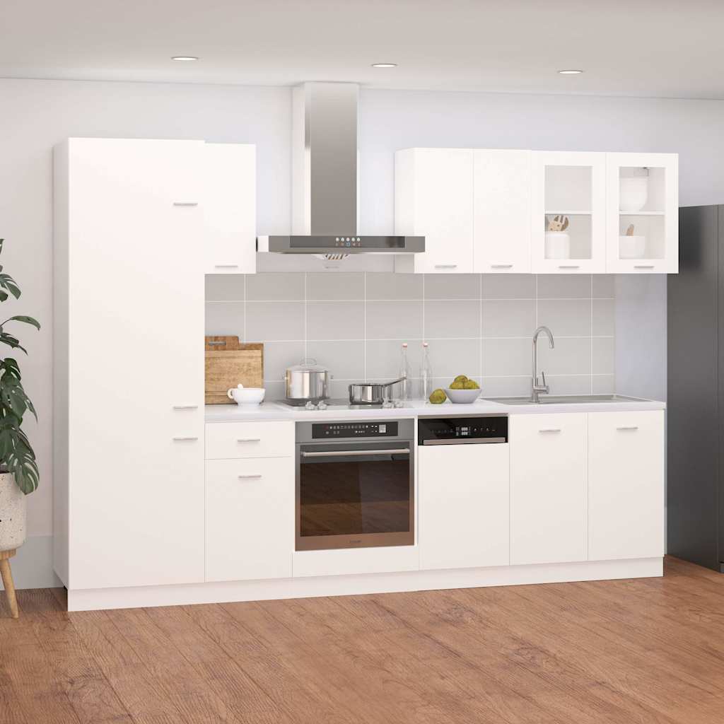 Set Armadi da Cucina 8 pz Lyon Bianco in Truciolato
