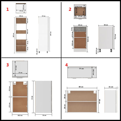 Set Armadi da Cucina 8 pz Grigio Cemento in Truciolato